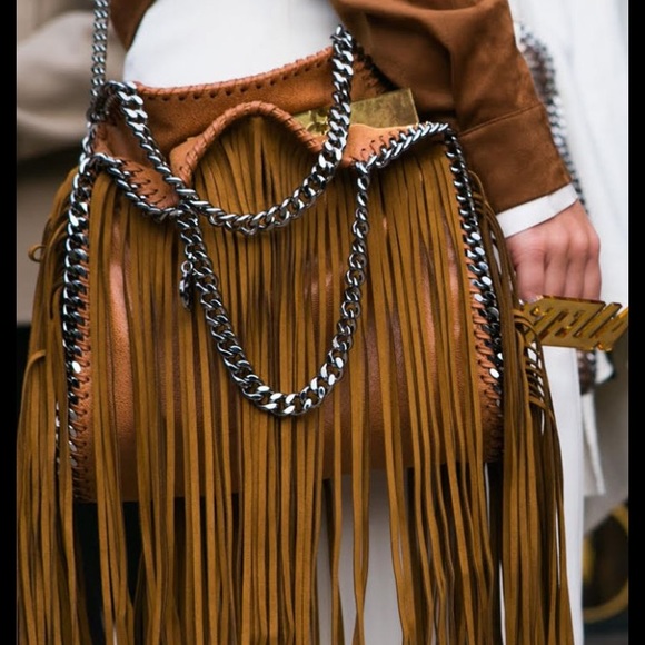 Stella McCartney Falabella Fringe Fold Over Mini Crossbody Bag Vegan - Picture 2 of 9